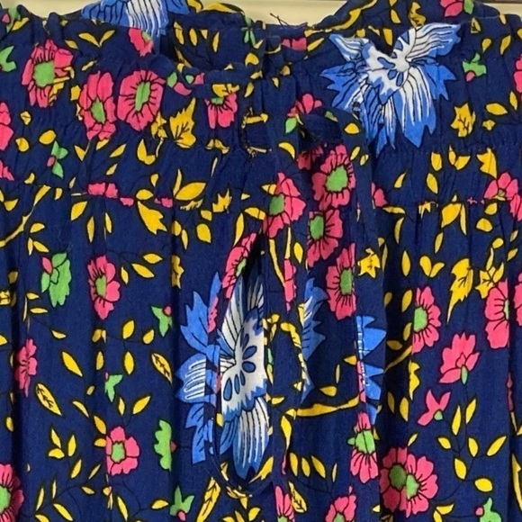 ZESICA Boho Dark Floral Tiered Peasant Maxi Skirt Cornflower Print Navy Pink M - Picture 3 of 14